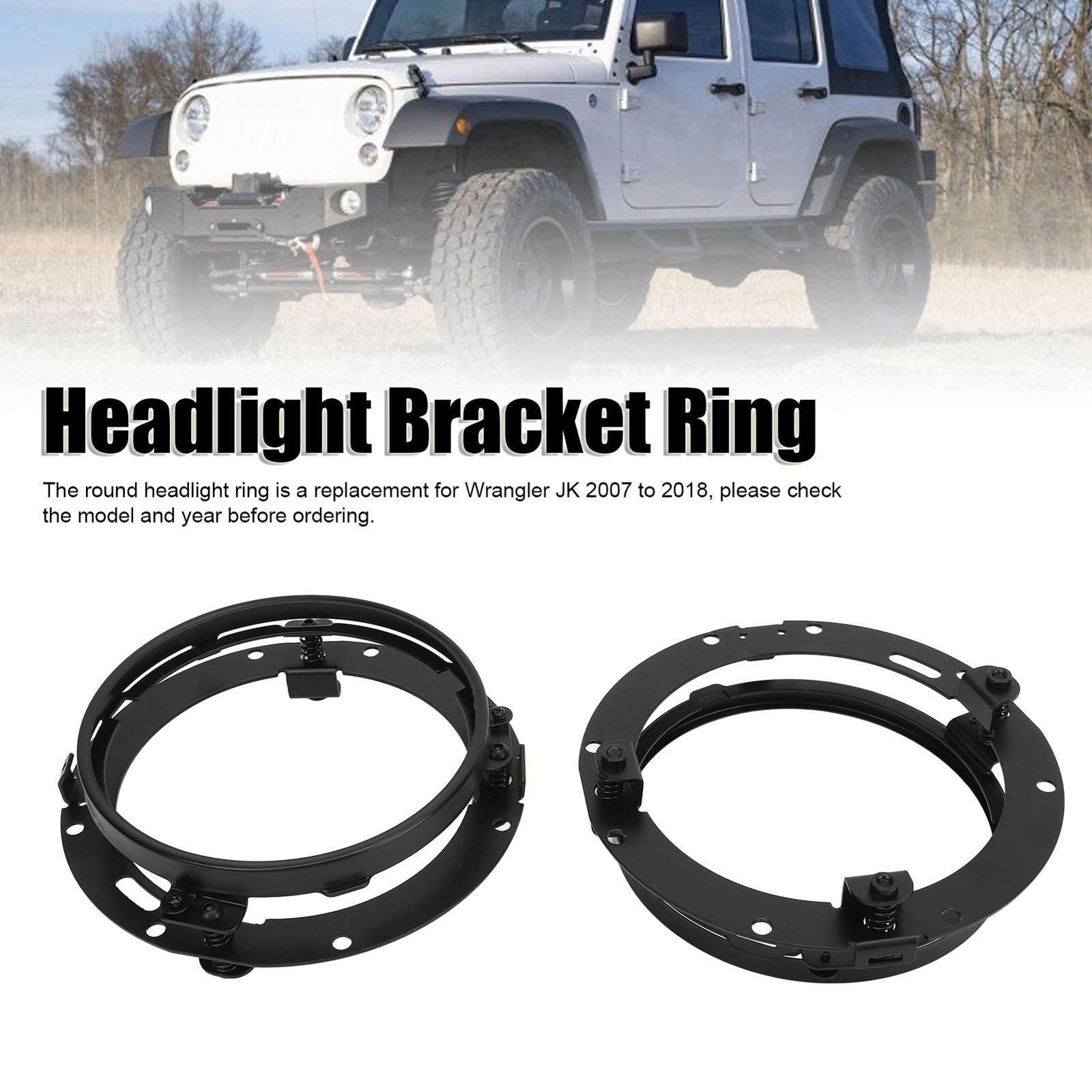 2Pcs 7in Round Headlight Ring Headlamp Mounting Bracket Retaining Bezel Ring For
