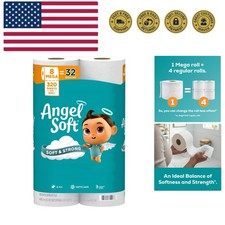 Toilet Paper, 8 Mega Rolls  32 Regular Rolls, Soft and Strong Toilet Tissue