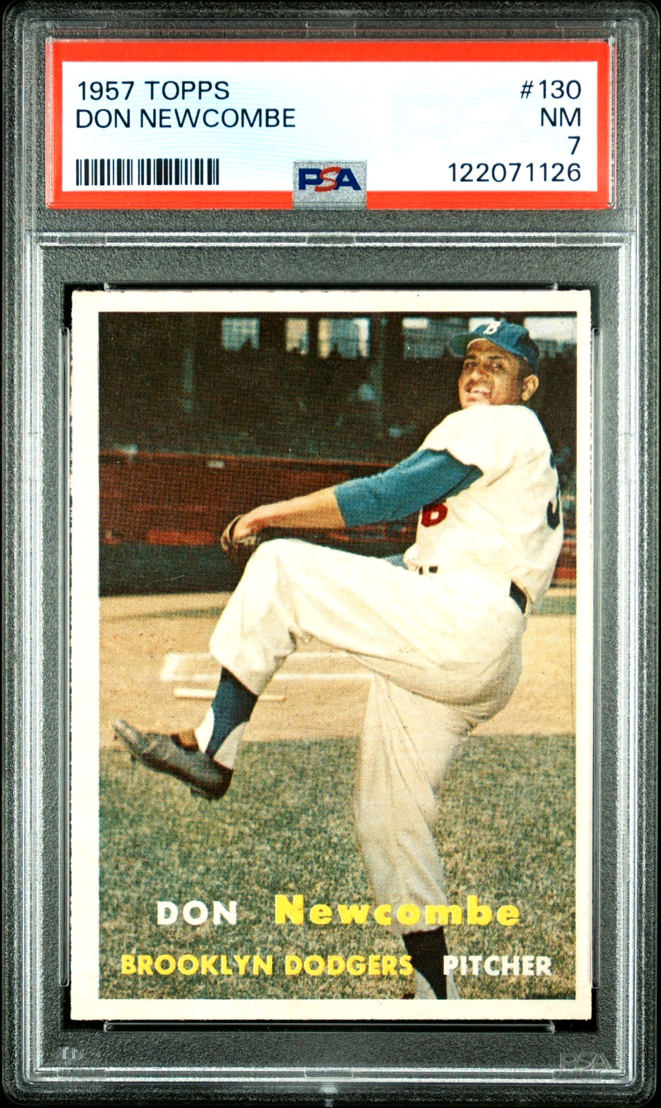 1957 Topps #130 DON NEWCOMBE Brooklyn Dodgers PSA 7 NM