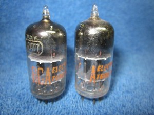 Matched Pair RCA 12AT7 Black Plate Tubes Balanced Triodes Square Getters