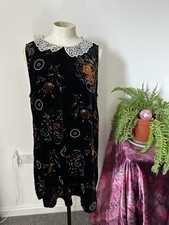Cooperative Urban Outfitters Velvet Mini Floral Lace Collar Dress UK M (Size 10)