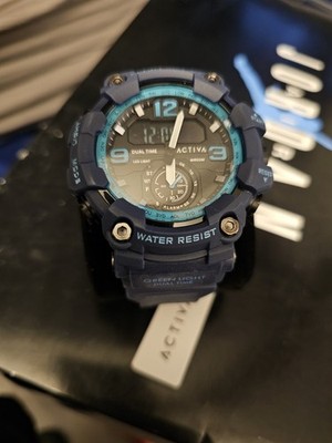 Activa Green Light Dual Time Quartz Analog-Digital LED Water-Resist Blue