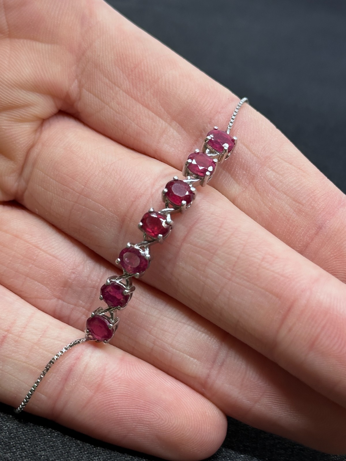 Sterling Silver & Ruby Gemstone Beaded Bracelet- … - image 4