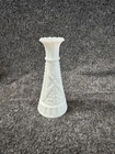 Vintage Anchor Hocking White Milk Glass 6" Stars and Bars Flower Bud Vase