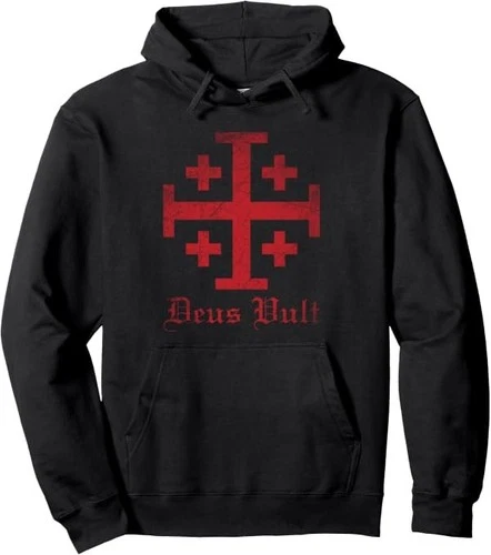 Knight Templar Cross Crusader Deus Vult Jerusalem Cross Pullover Hoodie video thumbnail