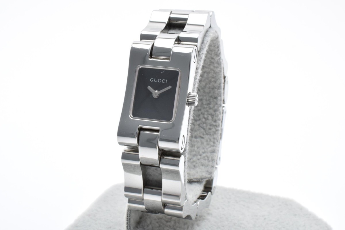 NEAR MINT w/Box] GUCCI 2305L Black Dial Silver 17mm Women's Quartz