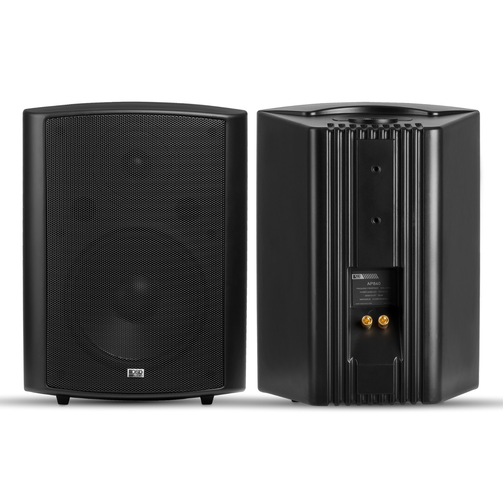 OSD 8" Outdoor Patio Speaker Pair 200W, 2-Way Swivel All Weather - Black - AP840