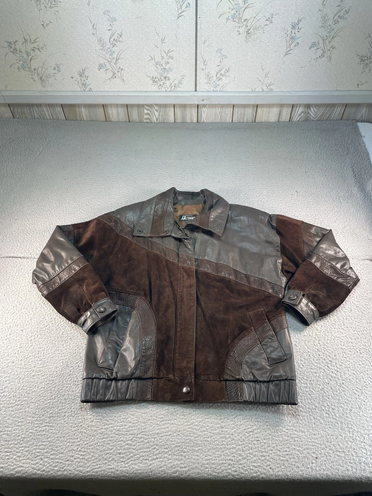Vintage Comint Leather Bomber Jacket Mens Medium Brown Western Argentina 80s 90s image 1
