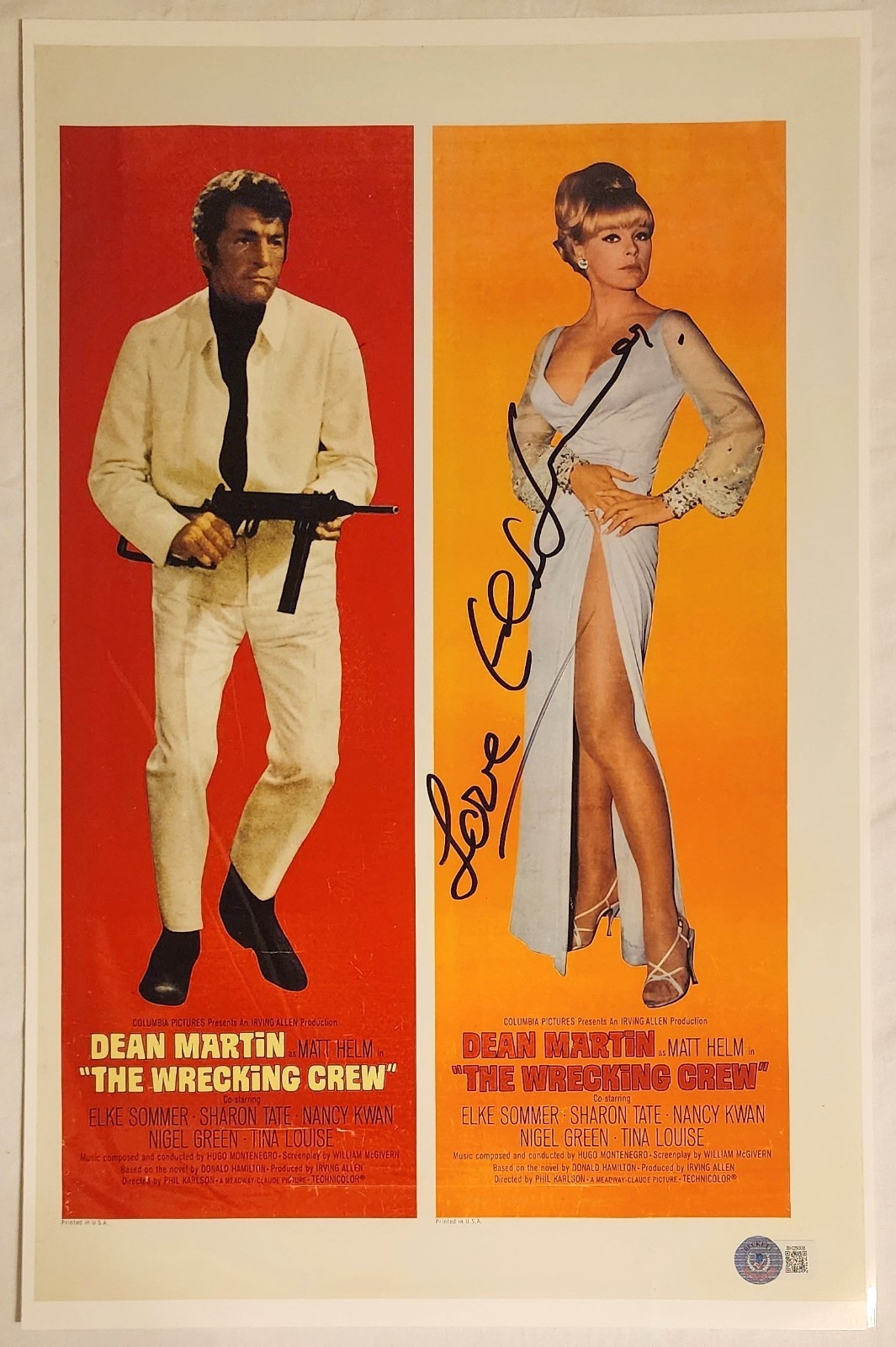 ELKE SOMMER SIGNED 11X17 PHOTO THE WRECKING CREW W/DEAN MARTIN MATT HELM BAS COA