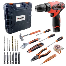 Tool Kit for Home,12V Cordless Power Drill Combo Home Tool Set-Portable Basic...