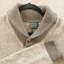 Jos A. Bank Lambswool Sweater Men's L Brown Shawl Collar