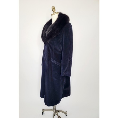 1980 Black Faux Fur Trimmed Coat Kish-Mer by Cedarhurst Classics