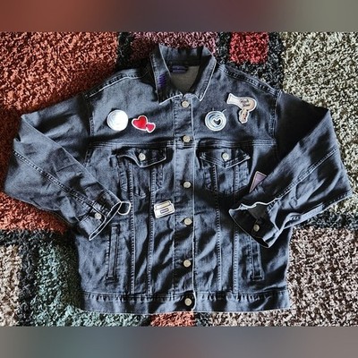 Monat Gear Boss Babe Denim Black Jacket Hair Boss Patches Wellness Product XS