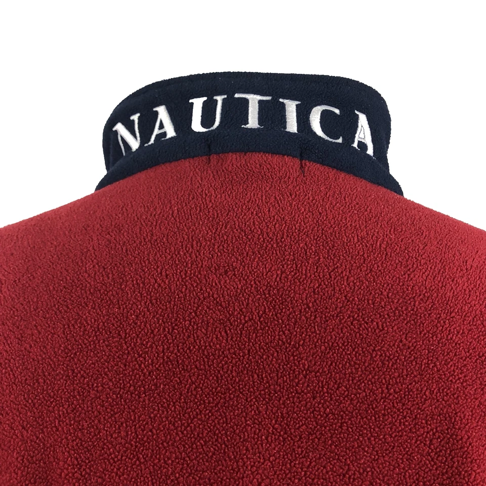 Camisa Pulôver de Lã Nautica Nautech!/4 Zíper Decote Simulado Vermelho Extra Grande Vintage Anos 90 - Imagem 4 de 4