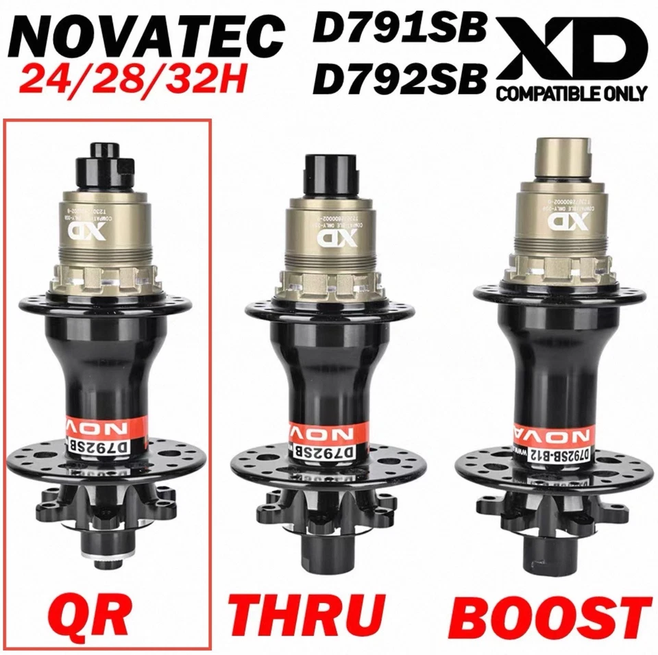 Novatec D791SB D792SB MTB Road Bicycle Hub 24/28/32 Holes 12 Speed Quick Release - Image 2 of 2