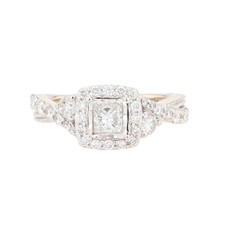 .75ctw Princess Cut Diamond Halo Engagement Ring 14k White Gold Size 4
