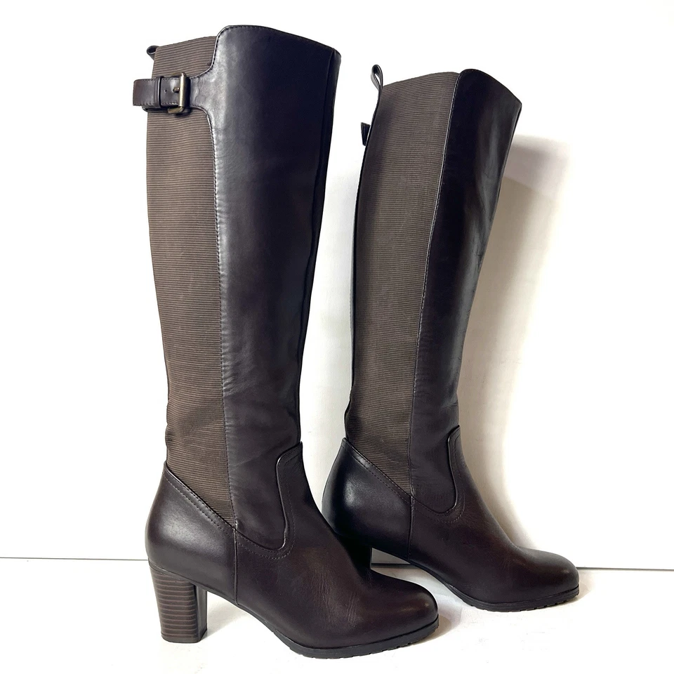 BASS G.H.Bass & Co Botas de Tacón Hasta la Rodilla para Mujer 6.5M Cuero Marrón Espalda Elástica Foto 2 de 4