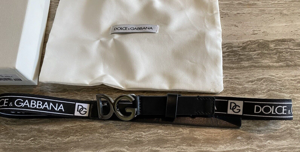 Dolce&Gabbana D&G women stretch black logo leather dress belt 