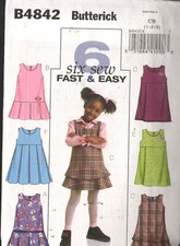 Butterick B4842 Sewing Pattern Child's Jumpers Size 1-3 uncut FF