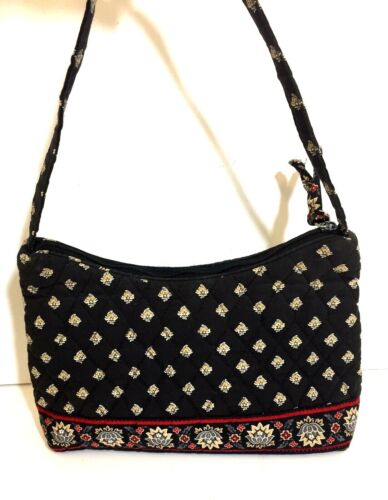 Vera Bradley Designs schwarz rosa Vivian Reißverschluss oben Handtasche Tasche Handtasche gesteppt - Bild 2 von 9