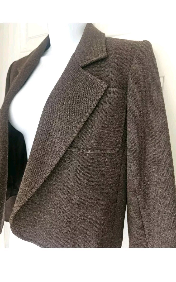 Giacca lana Saint Laurent Rive Gauche cioccolato erica marrone 36 taglia 8 blazer