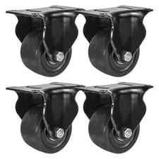 4 Pack 3" Inch Low Profile Black Rigid Heavy Duty Polyurethane Casters Wheels