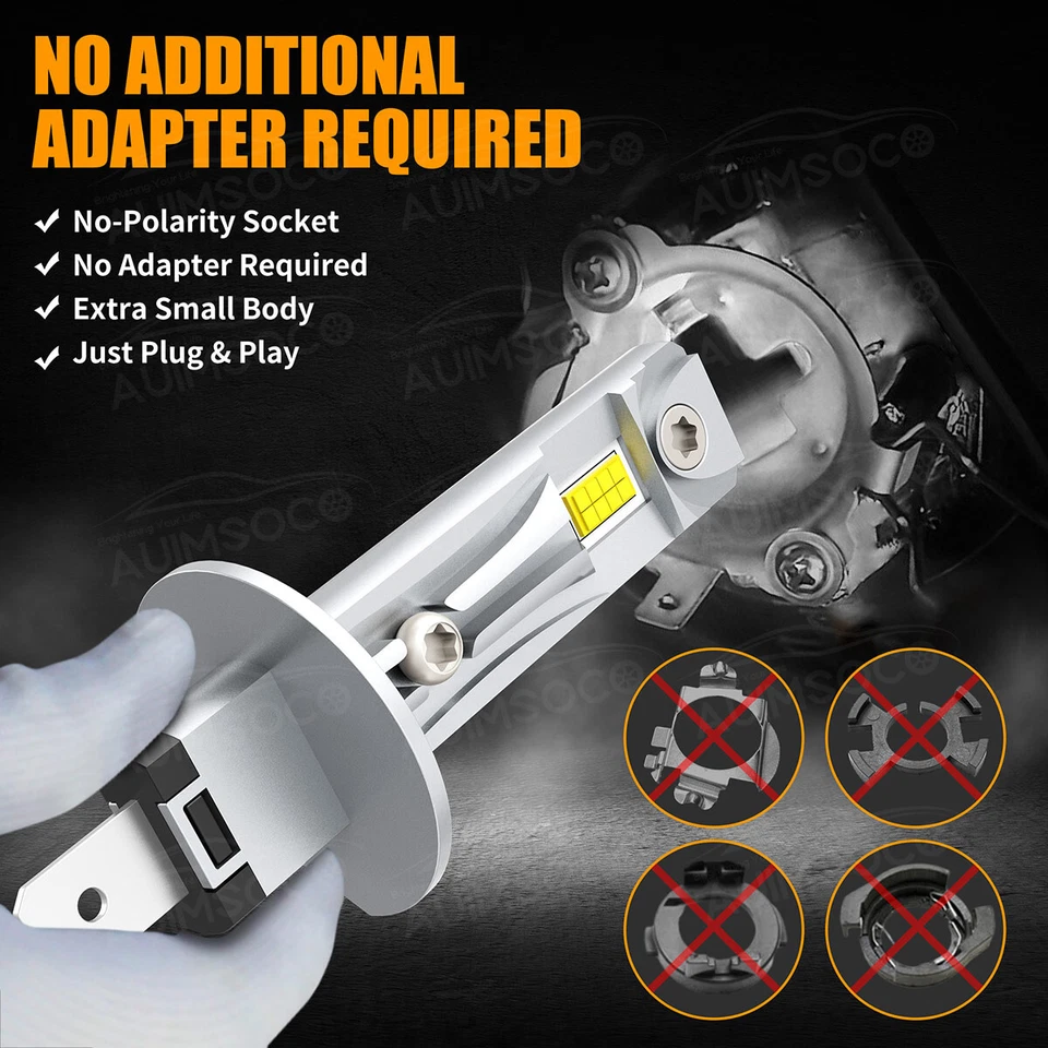 For Seat Alhambra 2003-2007 LED Headlight Bulb Kit High / Low Beam 10000K White - Image 3 of 4