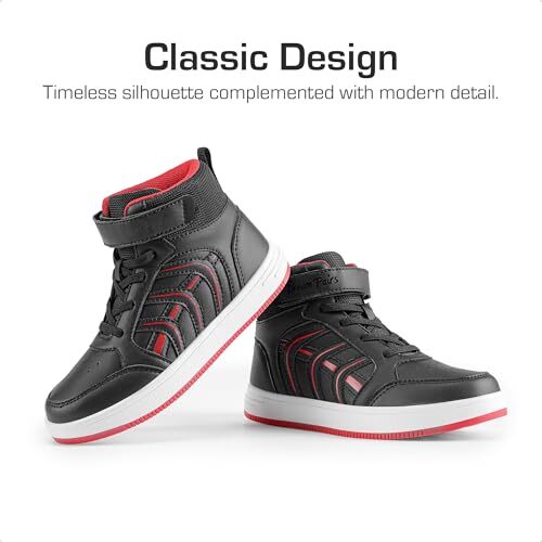 Boys Girls Sneaker High Top Basketball Shoes Kids 4 Big Kid Black/Red - Picture 3 of 7
