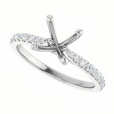 Round Cut 8mm Semi Mount Natural Diamond Engagement Women Ring Setting Platinum