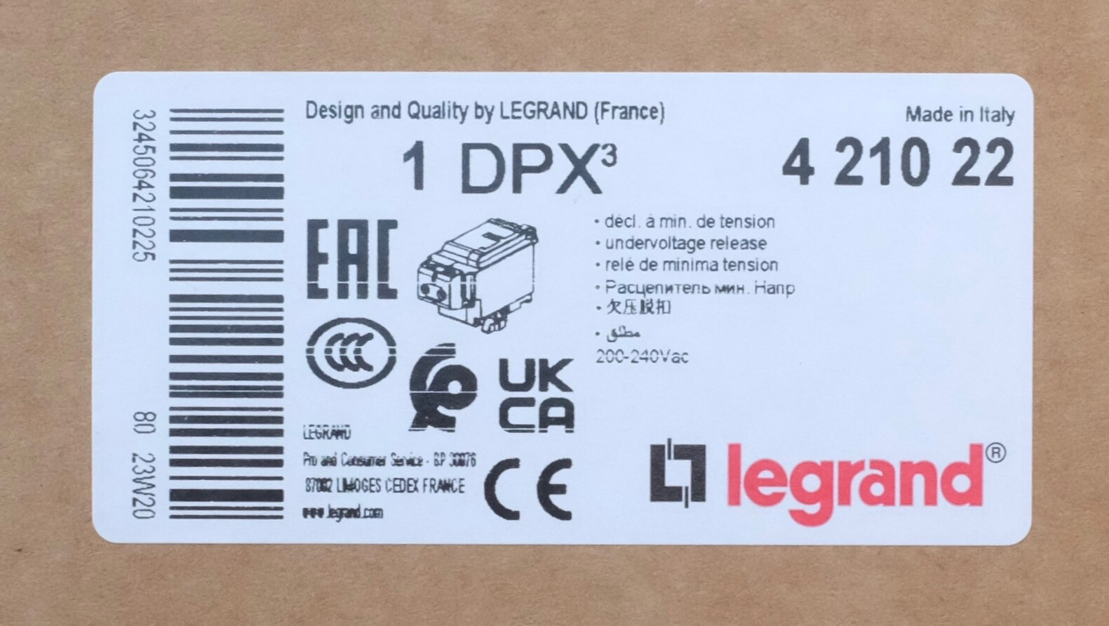 Déclencheur minimum de tension Legrand 421022 protection premium pour DPX³ 250