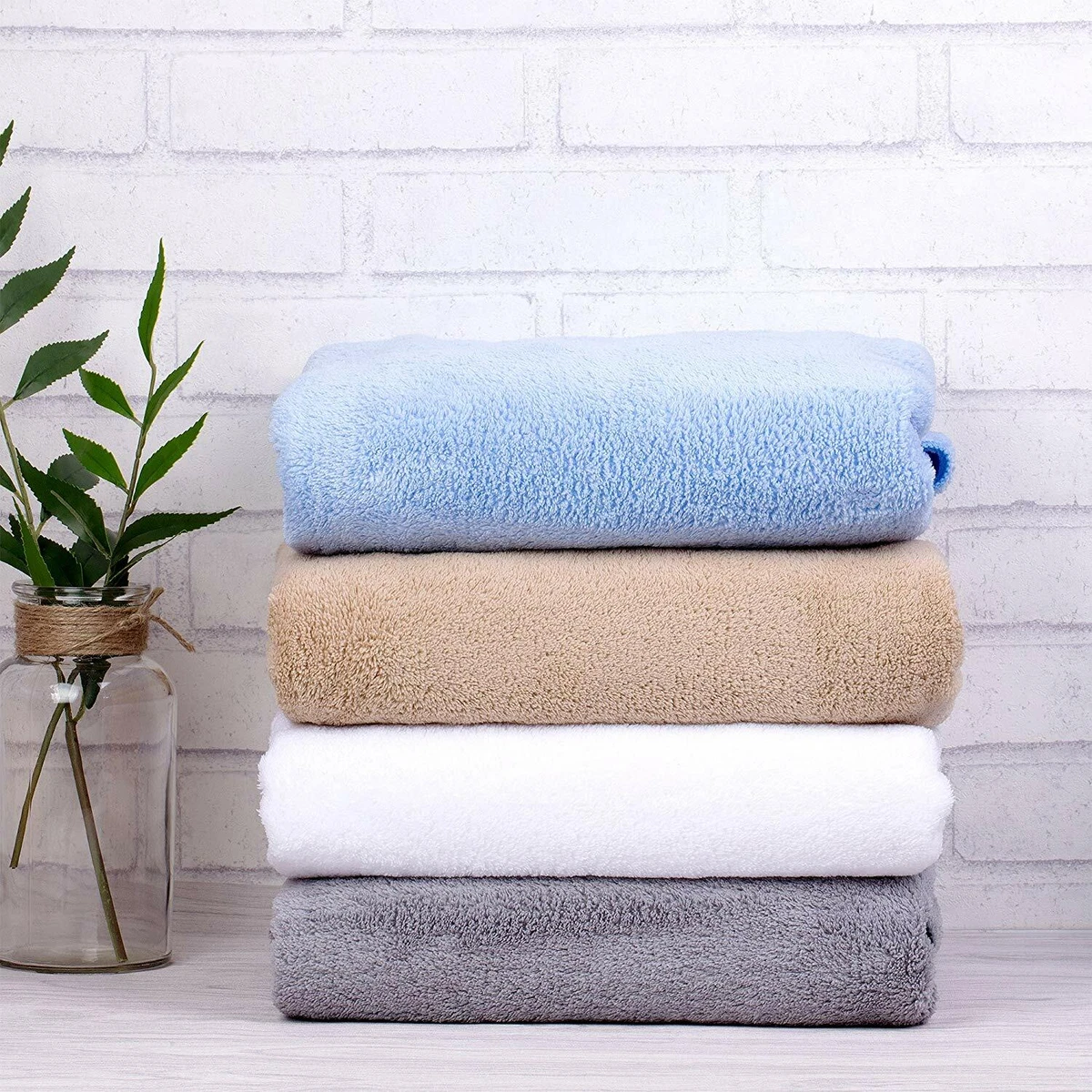 3pcs/set Double-sided Colored Towel Set, Coral Fleece Soft Bath