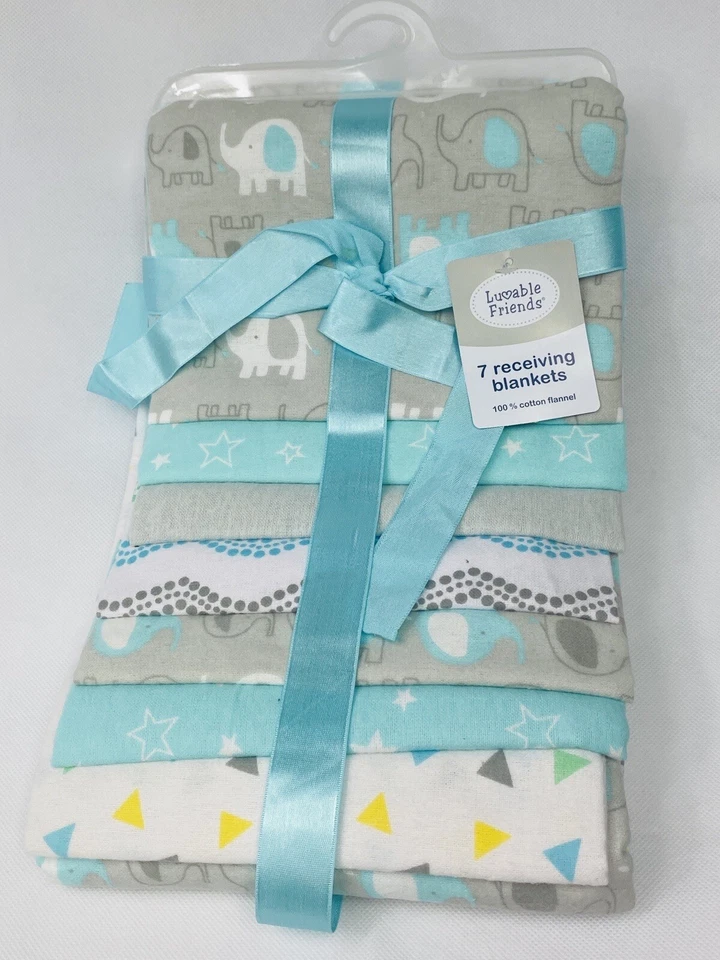 Paquete de 7 mantas de franela de algodón multicolor unisex de franela para bebé Lovable Friends Foto 2 de 4