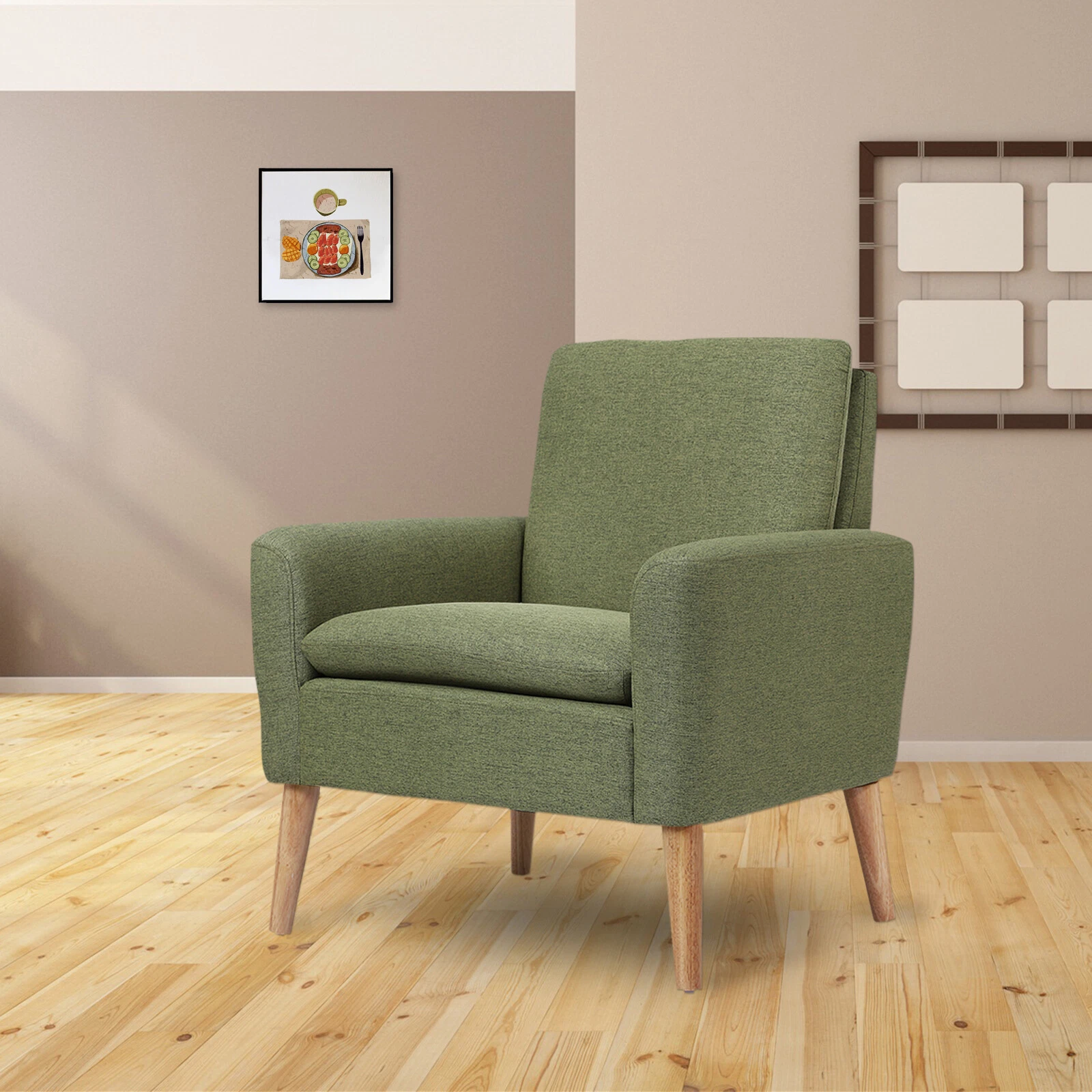 Green Modern Living Room Armchair Accent Single Sofa Linen Fabric Upholstered
Opens in a new window