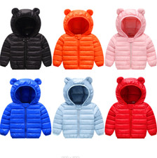 Baby Boys Girls Jacket Light Down Coats With Ear Hoodie Spring Coat Clothes