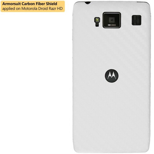 ArmorSuit Motorola Droid Razr HD Screen Protector + White Carbon Fiber Skin USA - Picture 2 of 11
