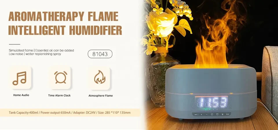 Flame Aroma Diffuser Bluetooth Speaker