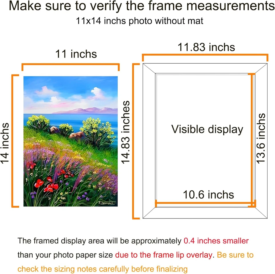 11X14 Picture Frame Set of 6, Fits 8X10 with Mat or 11X14 without Mat - Image 2 of 4