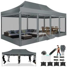 Canopy 10'x20' Heavy Duty Pop Up Gazebo with Mosquito Netting Mesh Screen Tent