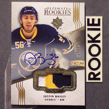 JUSTIN BAILEY 2016/17 Ultimate ROOKIES Auto Patch 13/49 #128 RC Buffalo Sabres