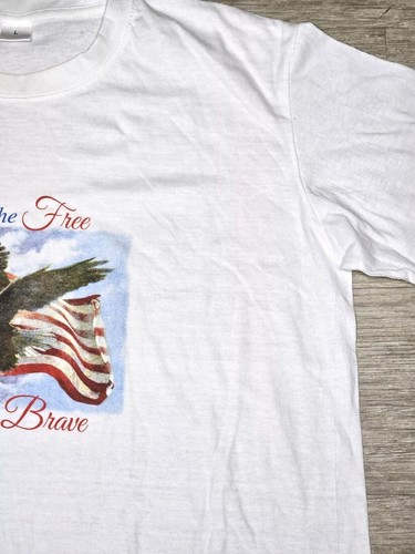 Land Of The Free Home Of The Brave Eagle USA American Flag T Shirt Size Large - Picture 4 of 9