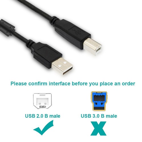 Built-in Ferrite Core Scanner Cord 1x3FT Type A to B Male USB 2.0 Printer Cable - Picture 6 of 12
