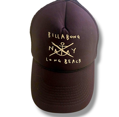 Billabong Long Beach Hat Cap Snapback Black Mesh Foam Trucker 1 Size Adjustable