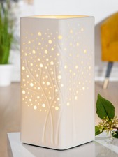 Gilde Porzellan Lampe Quader Baumgruppe 27 cm Fensterlampe Dekolampe 32164