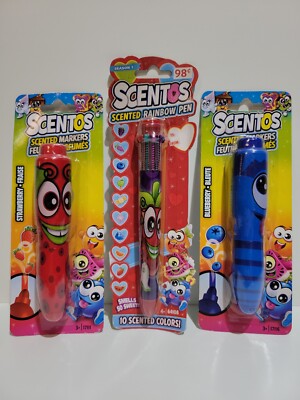 Scentos Scented Markers  Strawberry, Blueberry And One 10 Scented Rainbow Pen