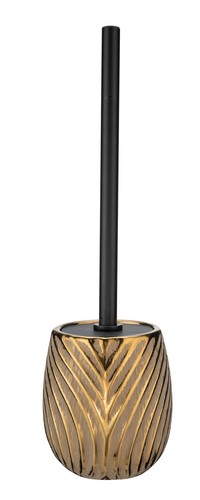 WENKO WC Garnitur Idro Bad Bürsten Halter Stehend Keramik Edelstahl Gold Schwarz - Bild 2 von 5