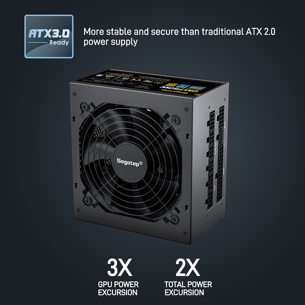 【美中古】Segotep 750W GOLD FULL MODULAR Segotep 750W Power Supply, 80 Plus Gold Full Modular PCIe