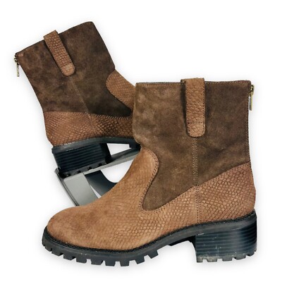 LOGO By Lori Goldstein Brandi Suede Leather Lug Boots Brown Women's 7.5M