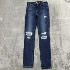 Levis Jeans Womens 26 Blue 721 High Rise Skinny Stretch Dark Wash Denim Preppy