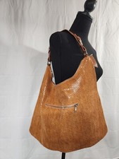 Sorial Snake-Embossed Brown Leather Hobo Bag