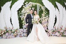 Ivory Wedding Dress With Cap Sleeve And Front Slit